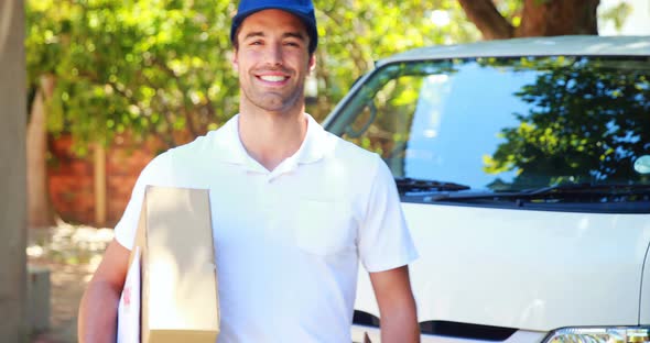 Delivery Man Carrying a Parcel