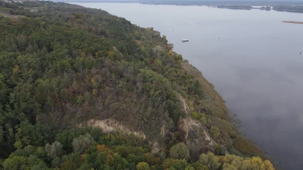 Aerial View of the Dnipro River - the Main River of Ukraine