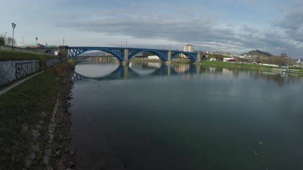 Aerial view of the Blue bridge, Maribor