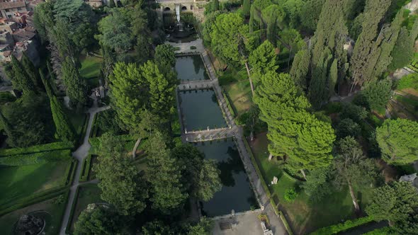 4K Aerial of Tivoli, outside of Rome, Italy.