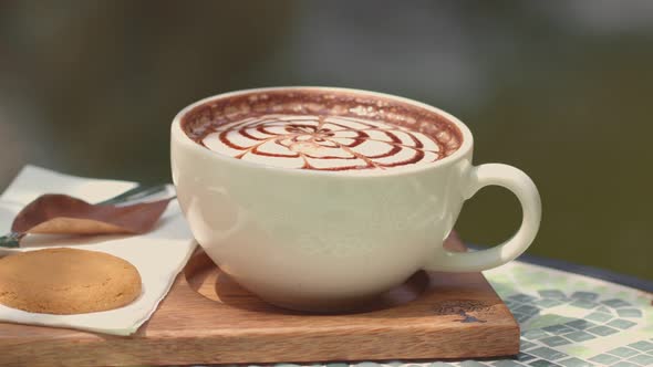 A Set Of Hot Coffee Drinks Placed On A Ceramic Table