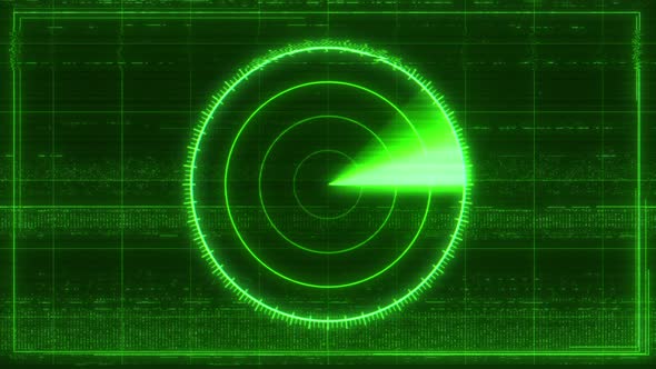 Abstract Green Radar Monitor Screen Background Loop