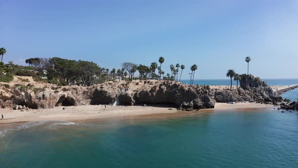 aerial view of idyllic beach and summer beachfront scenery in Newport, California