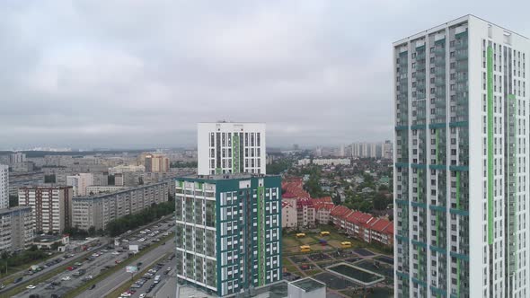 Aerial view of new modern, colorful, high-rise buildings 14