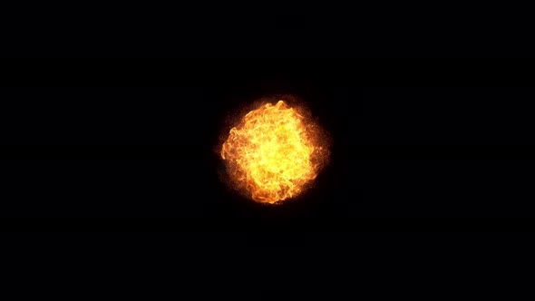 Super Slow Motion Shot of Fireball Explosion Towards the Camera Isolated on Black at 1000Fps