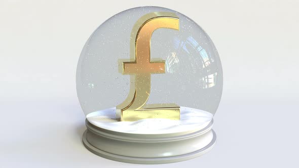 Glass Snowball with Pound Sterling Symbol Inside alt