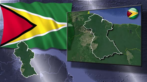 Guyana Flag And Map Animation alt