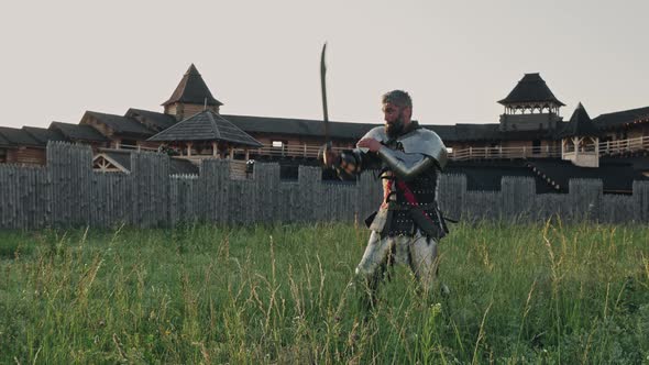 Knight Practicing Using the Sword for Battle