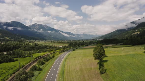 Railway Near the Highway in Austria