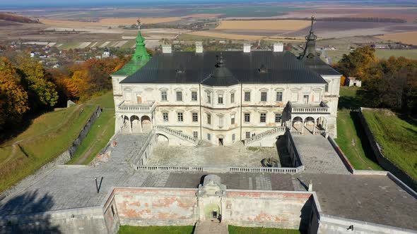 Aerial View of Haunted Castle of Pidhirtsi, Ukraine