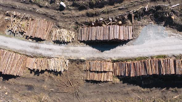 Timber Stacks Aerial at Bonny Glen in County Donegal - Ireland