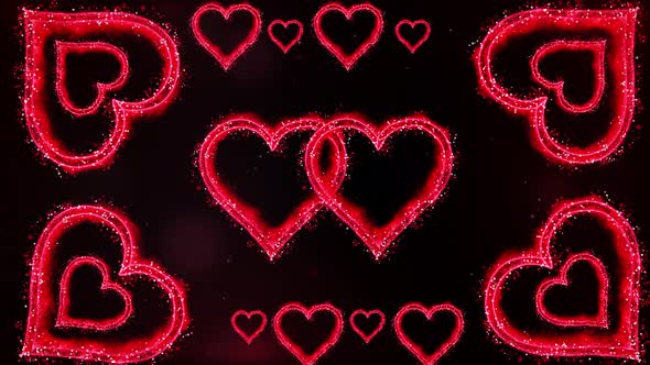 Romantic Background With Red Shiny Heart Pattern