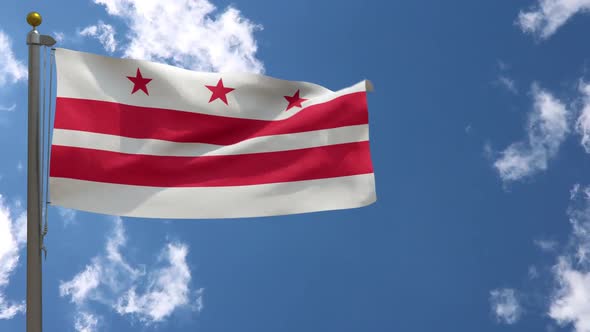 Washington Dc City Flag Virginia (Usa) On Flagpole