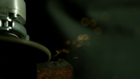 Sparks with angle grinder in ultra slow motion 1500fps - ANGLE GRINDER PHANTOM 