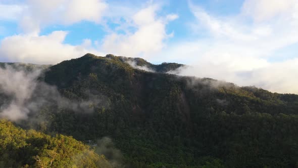 Mountains with Rainforest and Clouds