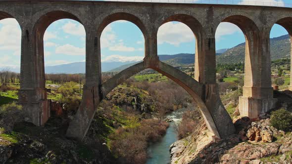 Scenery of viaduct in mountainous area