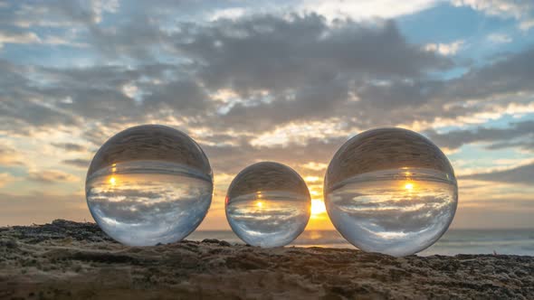 Magic Cloud Sky View Of Sunset In Crystal Balls.