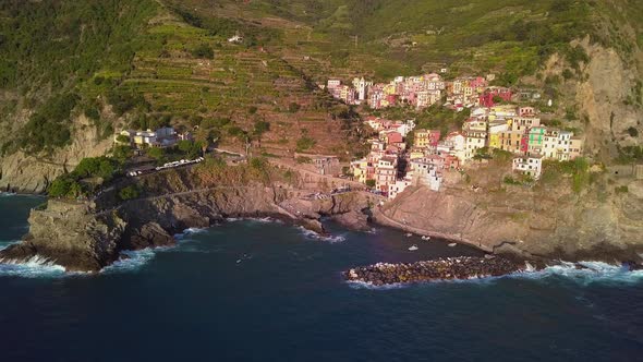 Aerial View of Manarola in Cinque Terre Italy