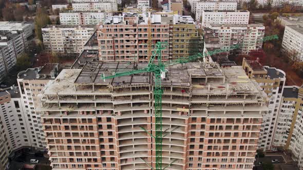 Residential Complex Under Construction on a Large Construction Site