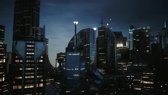 Skyline at Night with Urban Buildings alt