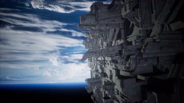 Spaceship with View on Space and Planet Earth alt