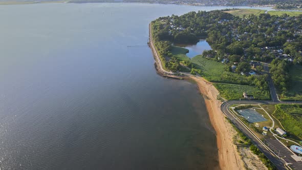 Aerial View of Residential Areas in the American Bay Area NJ US