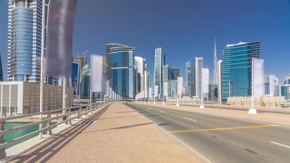 Panoramic Timelapse Hyperlapse View of Business Bay and Downtown Area of Dubai