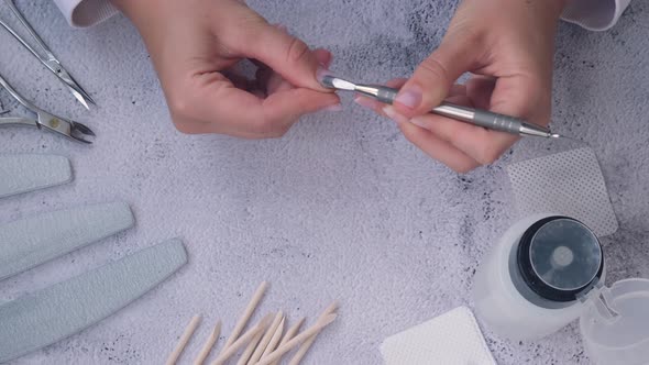 Female Hands Making Manicure