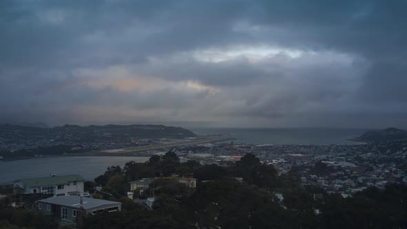 Wellington airport on rainy evening