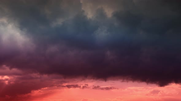 Time Lapse Dark Dramatic Storm Clouds at Sundown