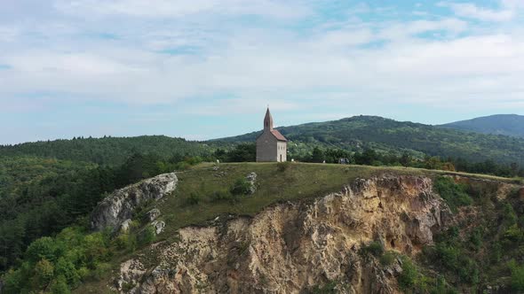 Aerial view of Drazovsky Church in Nitra, Slovakia