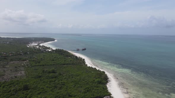 Zanzibar Tanzania  Ocean Shore Covered with Green Thickets