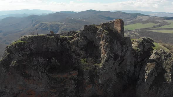 Aerial view of Kojori fortress. Sakartvelo. april 2019