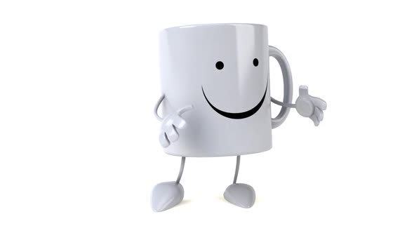 Fun 3D cartoon mug walking and talking