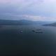 Aerial shot of transport barges floating on the river Danube - VideoHive Item for Sale