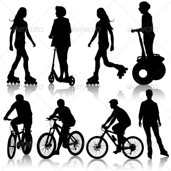 Set of Cyclist Silhouettes