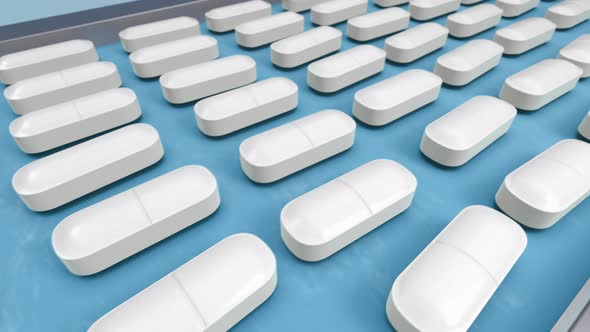 Pharma factory and conveyor line at the pharmaceutical industry mass production 4k loop alt