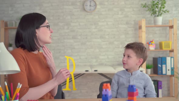 Little Boy at a Reception of a Speech Therapist