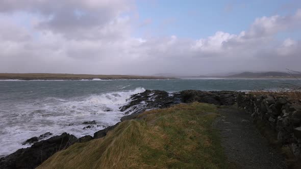 Crashing Ocean Waves in Portnoo During Storm Ciara in County Donegal - Ireland