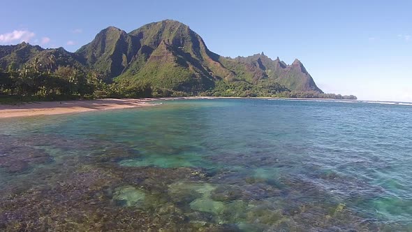 Aerial view of Makua Reef, Haena, Kauai, Hawaii, USA