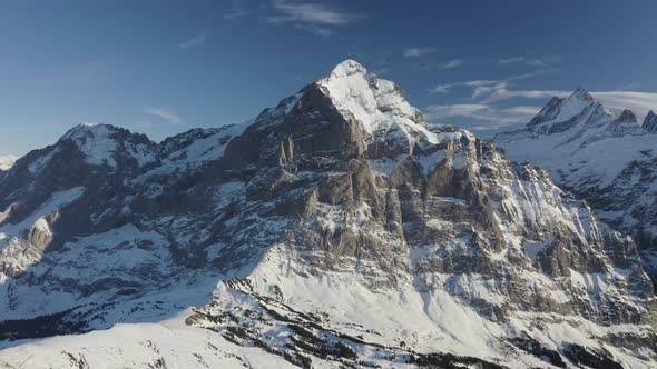 Aerial view of mountain peak in wintertime, Lucerne, Switzerland.