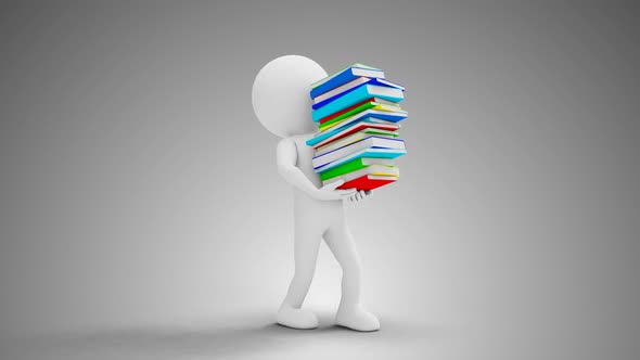 3D Man Carrying Books Loop alt