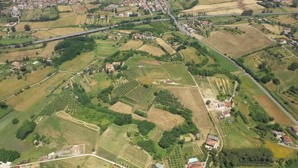 Drone view of Tuscan landscape, Italy