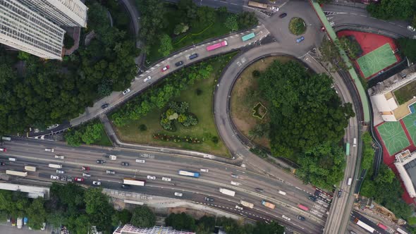 Top down view of Hong Kong traffic