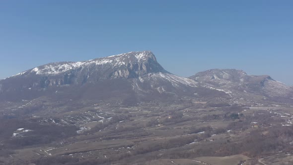 Stol mountain in Eastern Serbia by winter 4K drone video