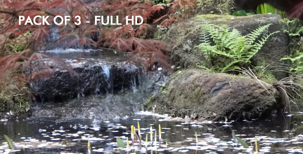 Japanese Garden Pond, Waterfall, Plants (3-pack)