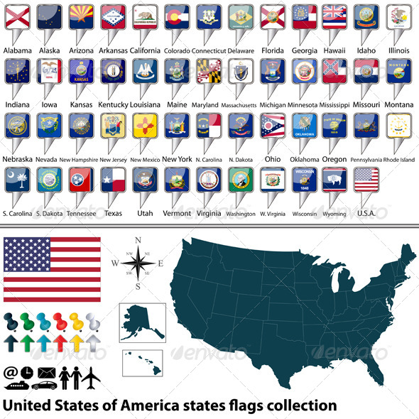 USA States Flags Collection