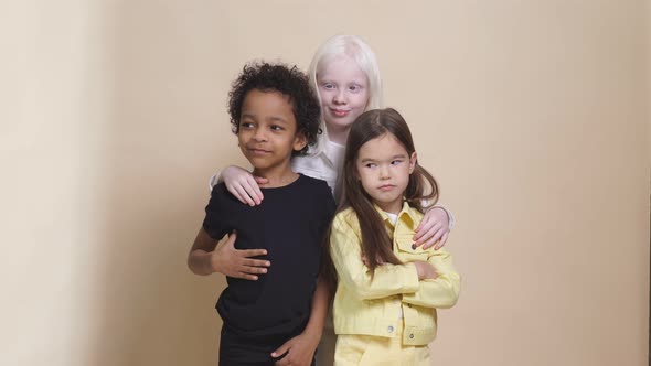 Adorable Kids of Diverse Nationalities and Skin Colors Stand Together