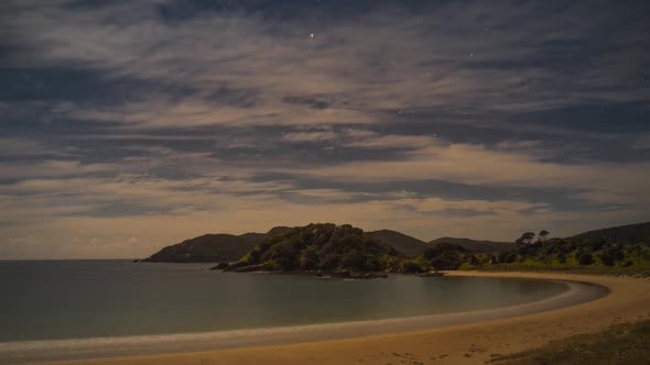 Timelapse of Night on beach