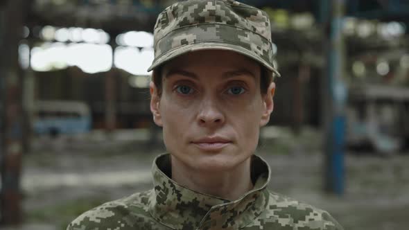 Close Up of Officer Posing Inside of Abandoned Building